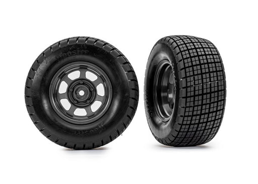 Traxxas 10473 Oval Graphite Gray Wheels with Hoosier Tires Pre-Glued 2WD Front