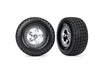 Traxxas 10476 Oval Chrome Wheels with Hoosier Tires Pre-Glued 4WD Front/Rear, 2WD Rear
