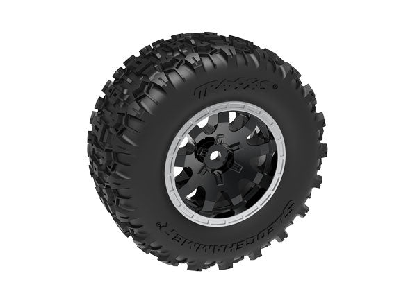 Traxxas 10770-STBLK Rear Sledgehammer® Tires & Satin Black Wheels fits Mini Maxx® (2 Pack)