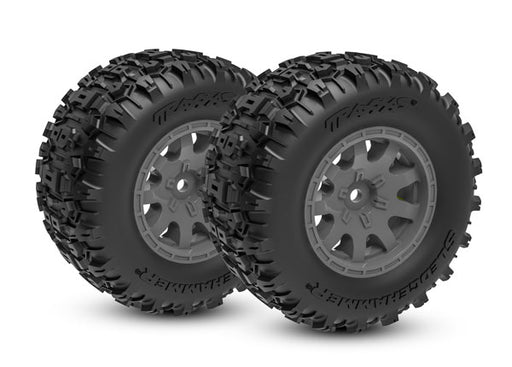 Traxxas 10771-GRAY Front Sledgehammer® Tires & Charcoal Gray Wheels fits Mini Maxx® (2 Pack)