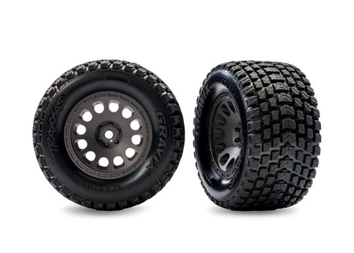 Traxxas 10772-GRAY Front Gravix® Tires & Charcoal Gray Wheels fits Mini XRT® (2 Pack)