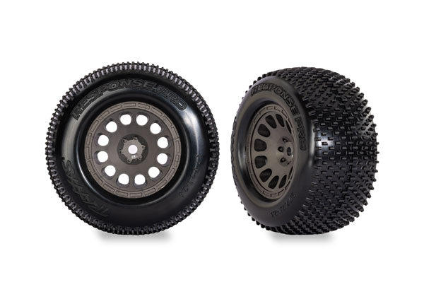 Traxxas 10774-GRAY Response Pro Tires & Charcoal Gray Wheels fits Mini XRT® (2 Pack)