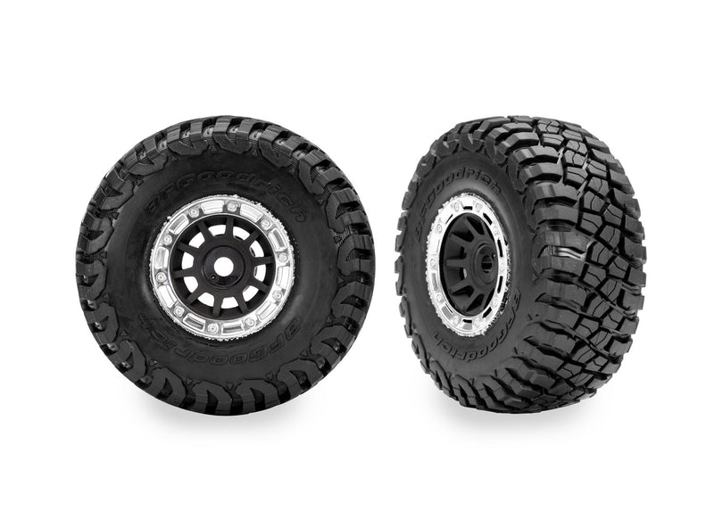 Traxxas 10870-STBLK Black Satin Chrome Beadlock Wheels with BFGoodrich® Mud-Terrain™ T/A® Tires (2 Pack)