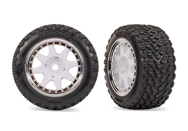 Traxxas 10872-WHTC White Front Mini Rally wheels with Rally Tires (2 Pack)