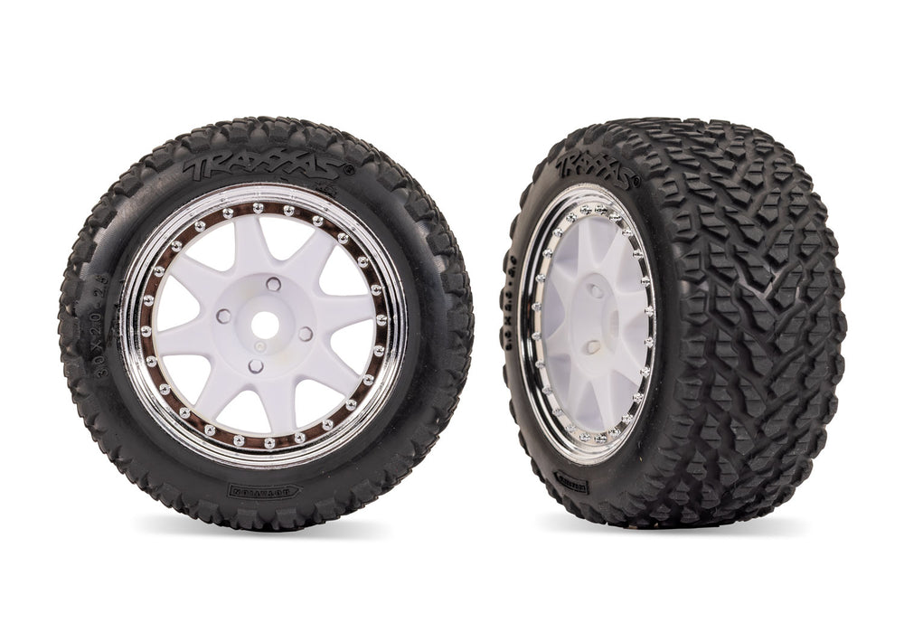 Traxxas 10872-WHTC White Front Mini Rally wheels with Rally Tires (2 Pack)