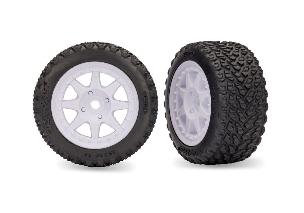 Traxxas 10873-WHT White Rear Mini Rally wheels with Rally Tires (2 Pack)