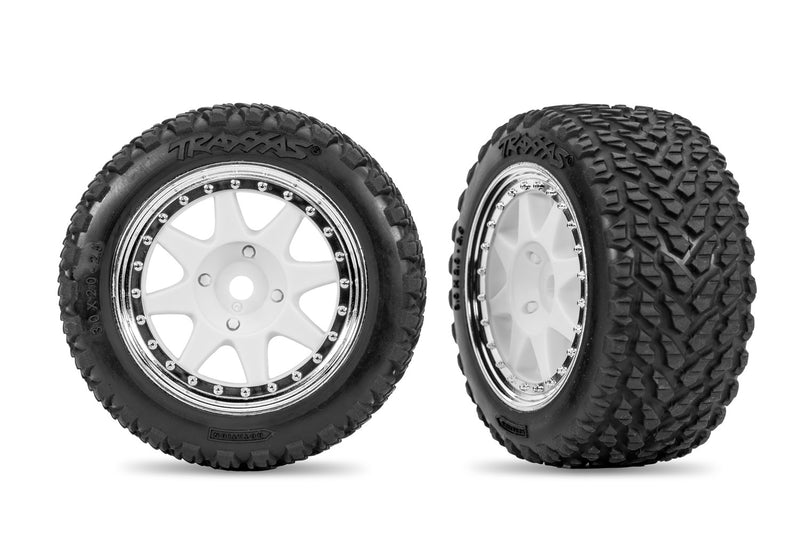 Traxxas 10873-WHTC White Rear Mini Rally wheels with Rally Tires (2 Pack)