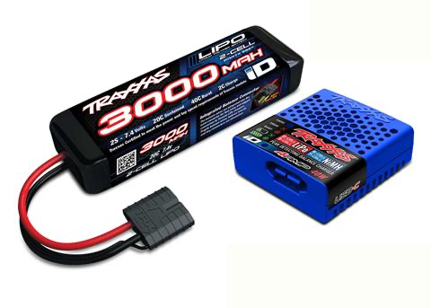 Traxxas 2985-2S  Completer Pack with USB-C NiMH/LiPo iD® Charger and 3000mAh 7.4V 2S LiPo Battery