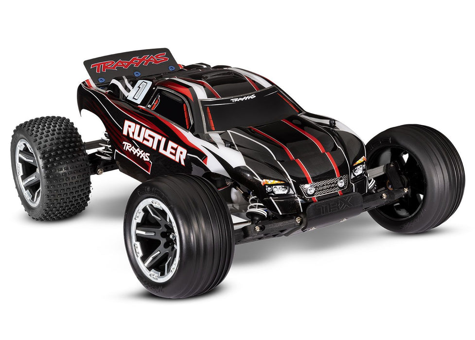 Traxxas 37054-8 Black 2WD Rustler RTR 1/10 XL-5 Stadium Truck with Battery and USB-C Charger