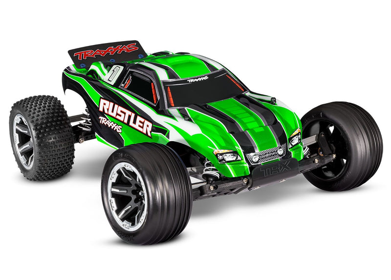 Traxxas 37054-8 Green 2WD Rustler RTR 1/10 XL-5 Stadium Truck with Battery and USB-C Charger