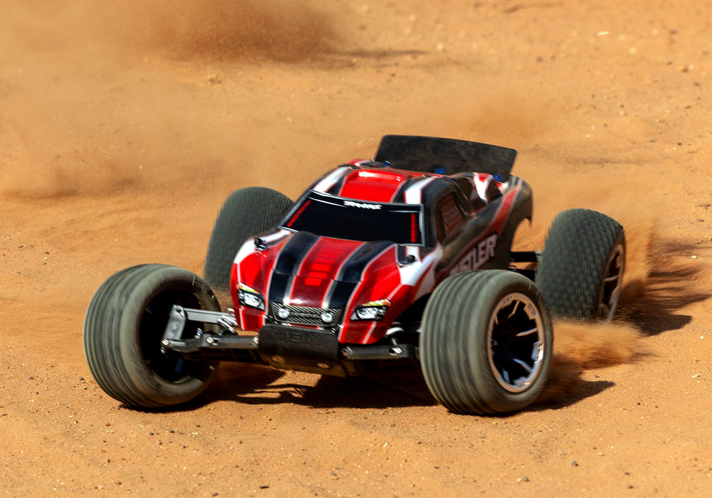 Traxxas 37054-8 Red 2WD Rustler RTR 1/10 XL-5 Stadium Truck with Battery and USB-C Charger