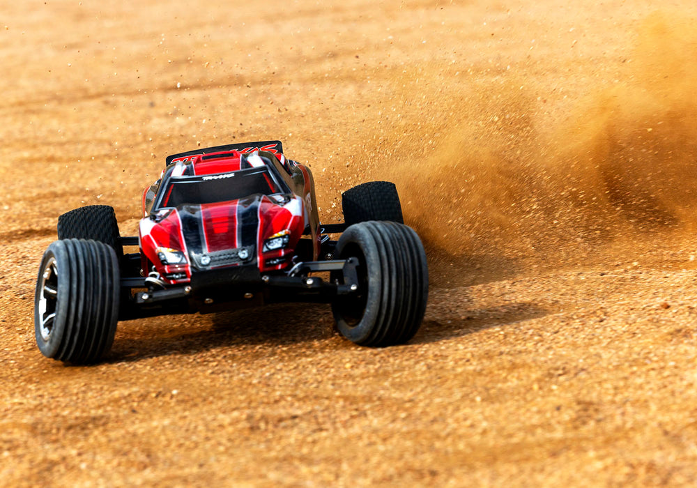 Traxxas 37054-8 Red 2WD Rustler RTR 1/10 XL-5 Stadium Truck with Battery and USB-C Charger