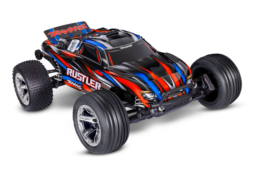 Traxxas 37354-4 Red 2WD Rustler RTR 1/10 BL-2S Stadium Truck