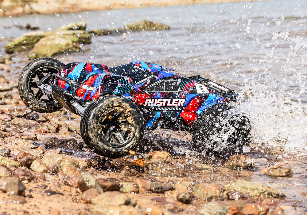 Traxxas 37454-4 Rustler XL3 1/10 Scale RTR 2WD Brushless Stadium Truck Red