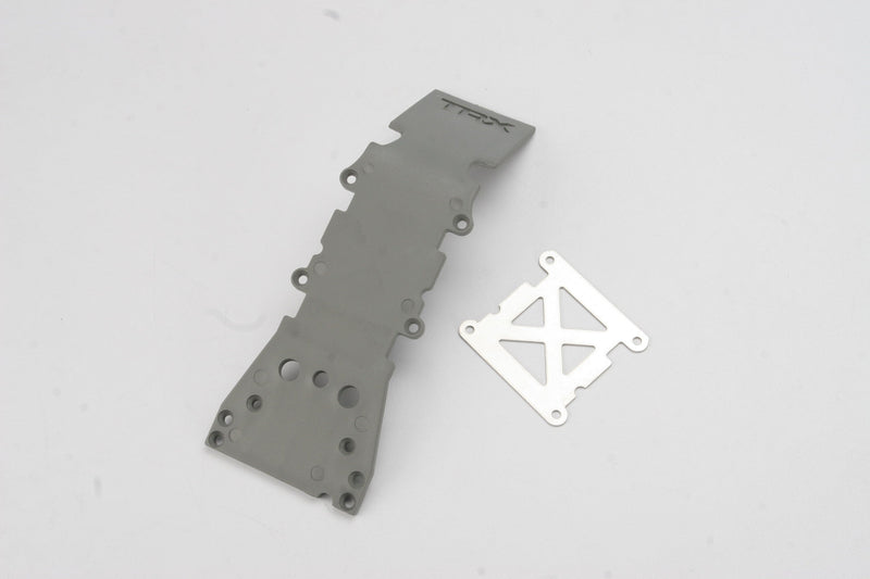 Traxxas 4937 Black Front Plastic Skidplate/Stainless Steel Plate for T-Maxx