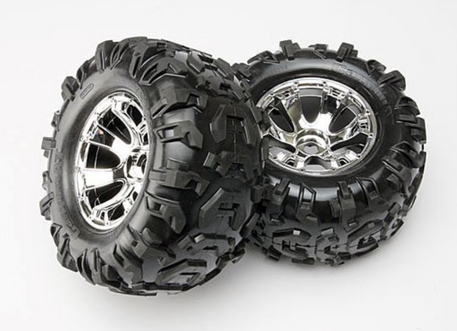 Traxxas 5673 Geode Chrome 3.8" Wheels with Canyon Tires and Foam Inserts 2 Pack