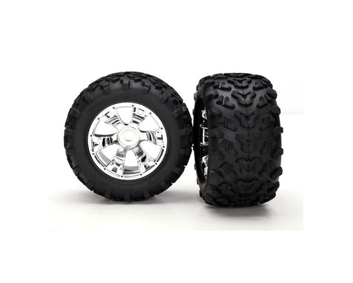 Traxxas 5674 Geode 3.8" Chrome Wheels with MAXX Tires for Revo and E/T-Maxx Vehicles