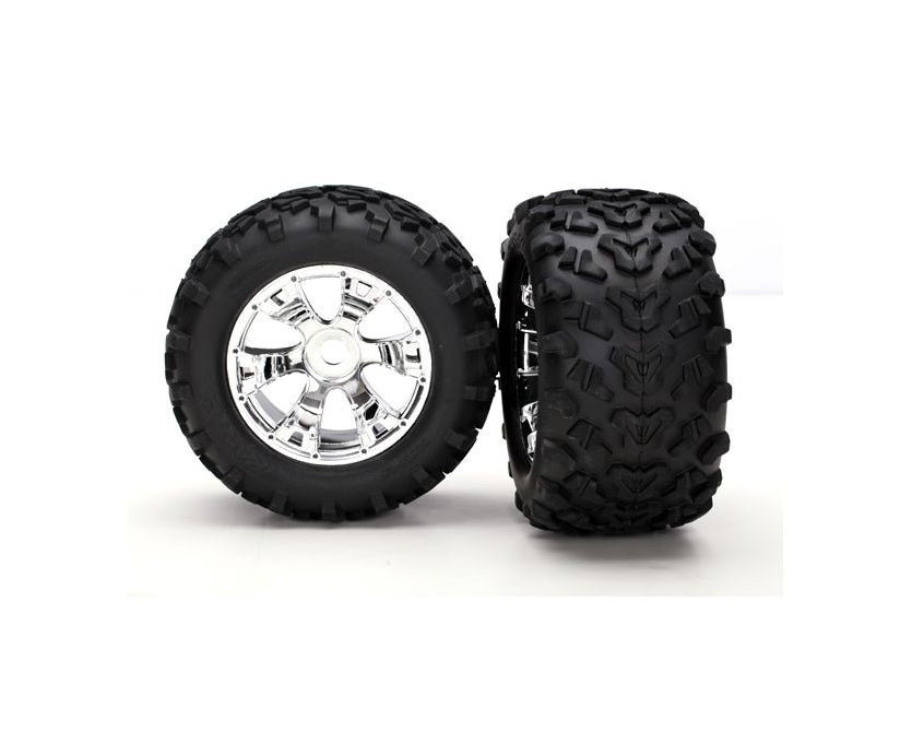 Traxxas 5674 Geode 3.8" Chrome Wheels with MAXX Tires for Revo and E/T-Maxx Vehicles