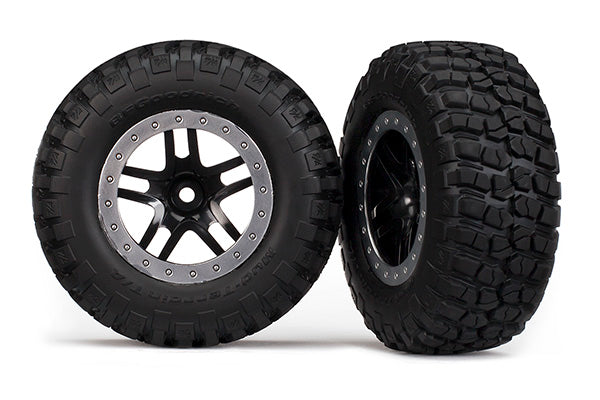 Traxxas 5885 BFGoodrich Mud-Terrain T/A KM2 Tires on Satin Chrome Wheels 2WD Slash Front