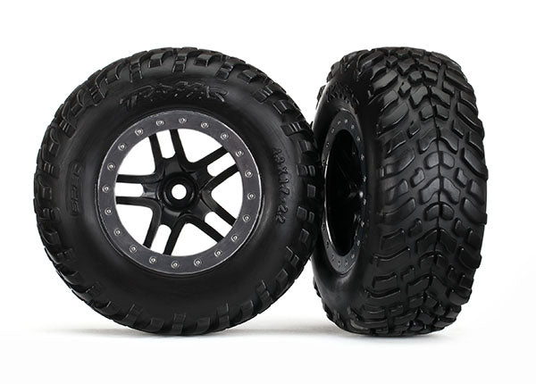 Traxxas 5889 Black and Satin Chrome Wheels and Off-Road Tires