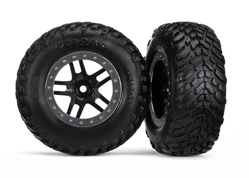 Traxxas 5889 Black and Satin Chrome Wheels and Off-Road Tires