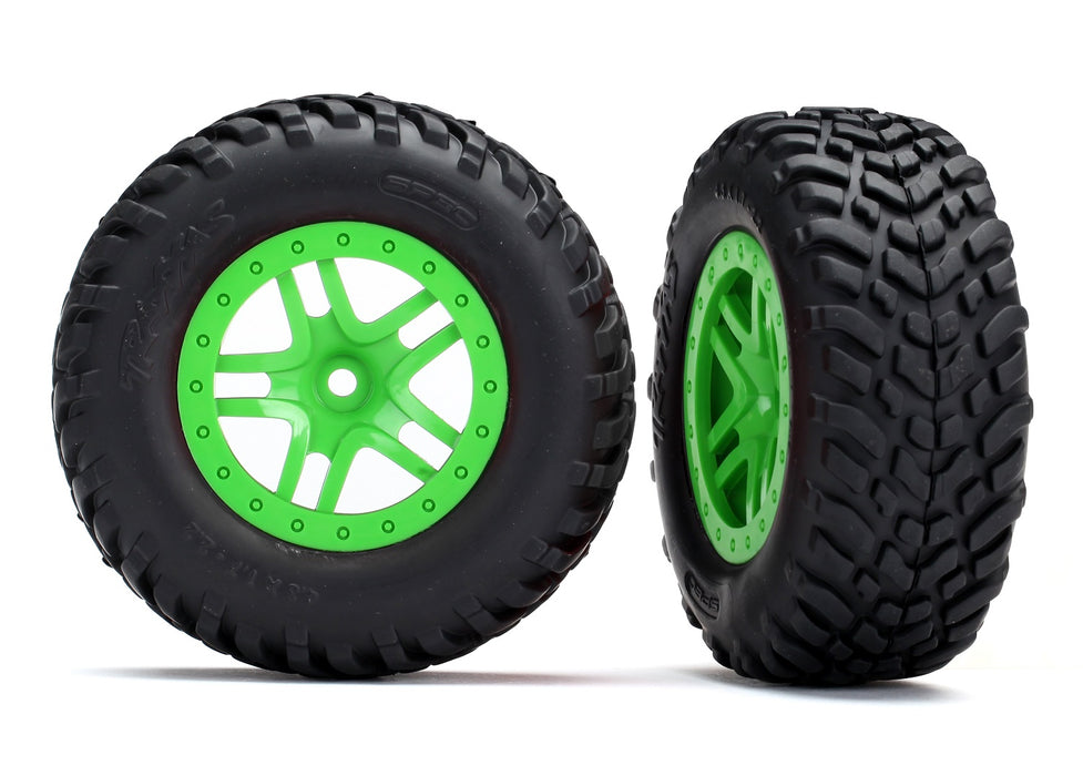Traxxas 5892G Split-Spoke Green Wheels and Off-Road Tires