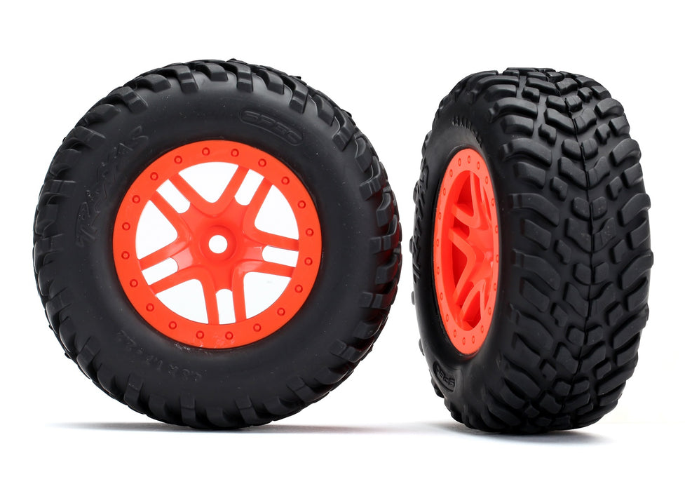 Traxxas 5892 Split-Spoke Orange Wheels and Off-Road Tires
