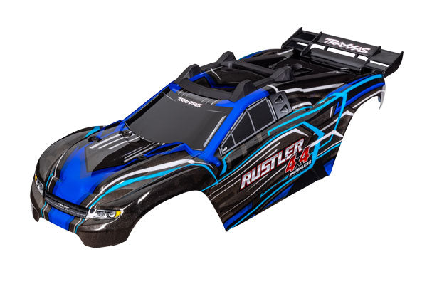 Traxxas 6740 Blue Rustler 4x4  Body with Mounts and Support