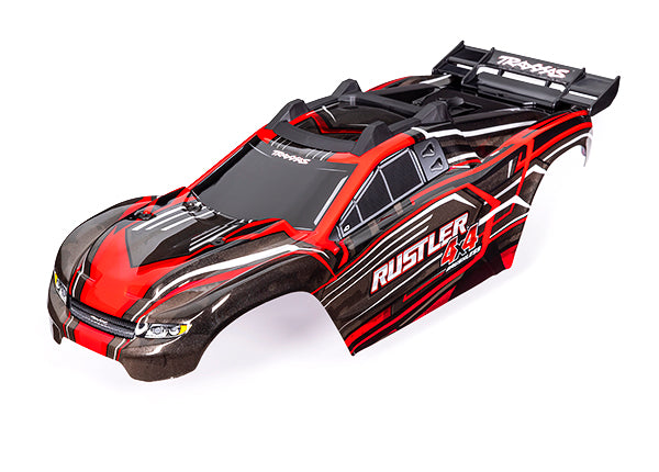 Traxxas 6740 Red Rustler 4x4  Body with Mounts and Support