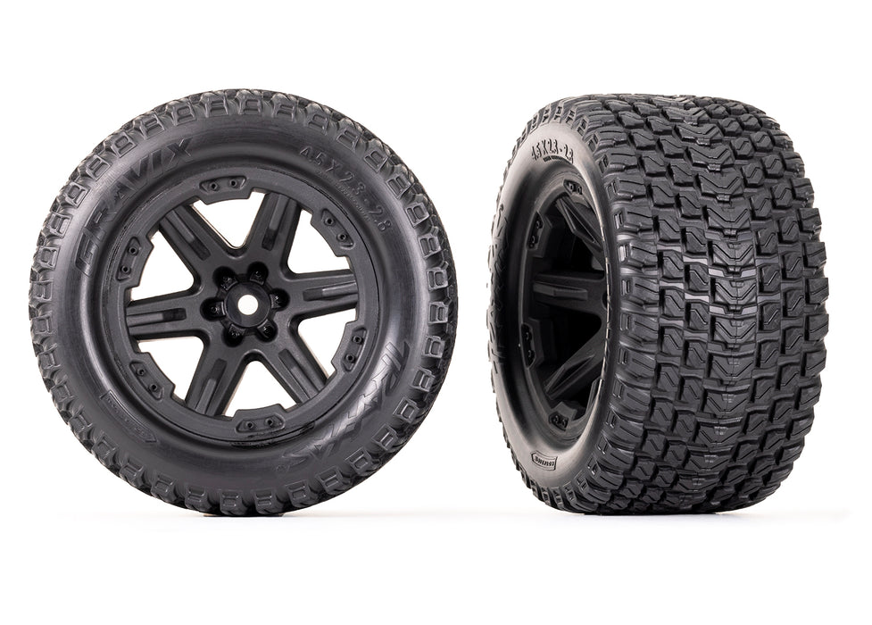 Traxxas 6764 Black 2.8" RXT Wheels with Gravix Tires 2WD Front/4x4 1 Pair