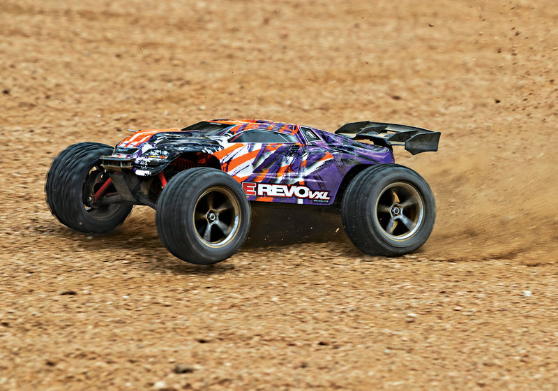 Traxxas 71076-8 Purple 1/16 RTR VXL-3m E-Revo 4WD Monster Truck with Battery and USB-C Charger