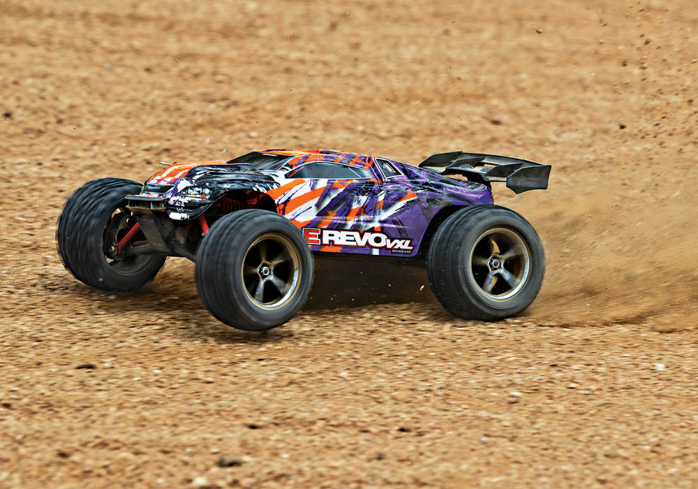 Traxxas 71076-8 Purple 1/16 RTR VXL-3m E-Revo 4WD Monster Truck with Battery and USB-C Charger