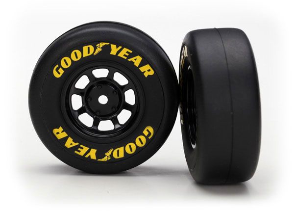 Traxxas 7378 1.9" Black 8-Spoke Wheels with Goodyear Slick Tires (1 Pair)