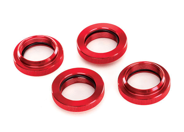 Traxxas 7767R Red Aluminum Spring Retainer/Adjuster for GTX Shocks fits X-Maxx® and XRT® (4 Pack)