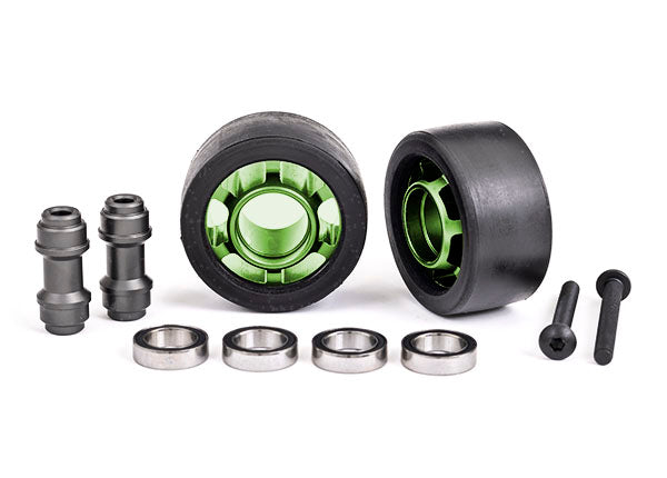 Traxxas 7775G Green Aluminum Wheelie Bar Wheels