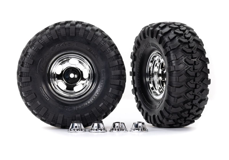 Traxxas 8159X 2.2" Slotted Chrome Wheels & Canyon Trail Tires