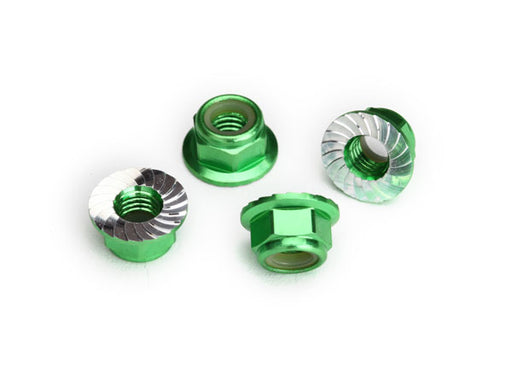Traxxas 8447G 5mm Green Aluminum Serrated Lock Nuts 4 Pack