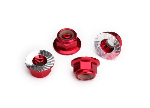 Traxxas 8447R 5mm Red Aluminum Serrated Lock Nuts 4 Pack