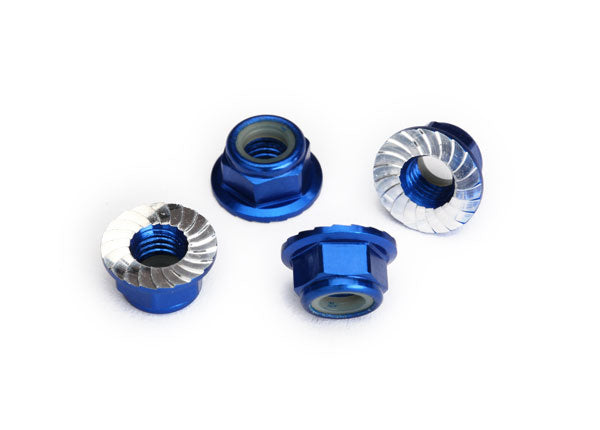 Traxxas 8447X  5mm Blue Aluminum Serrated Lock Nuts 4 Pack