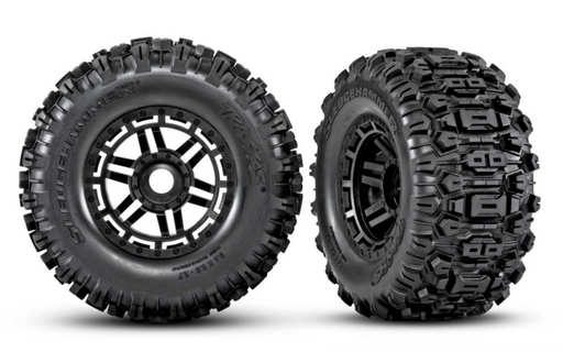 Traxxas 8979 Belted Sledgehammer Tires on Black 2.8 Wheels with 17mm Hex for MAXX