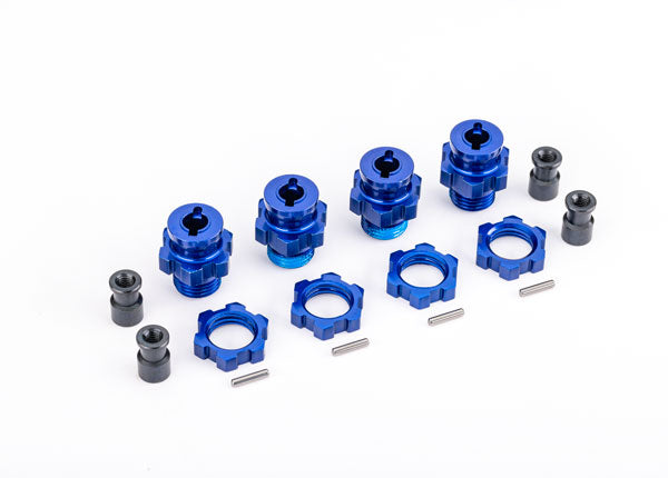 Traxxas 9086 Blue Aluminum 17mm Short Splined Wheel Hubs for use with 9080 Upgrade Kit (Set of 4)