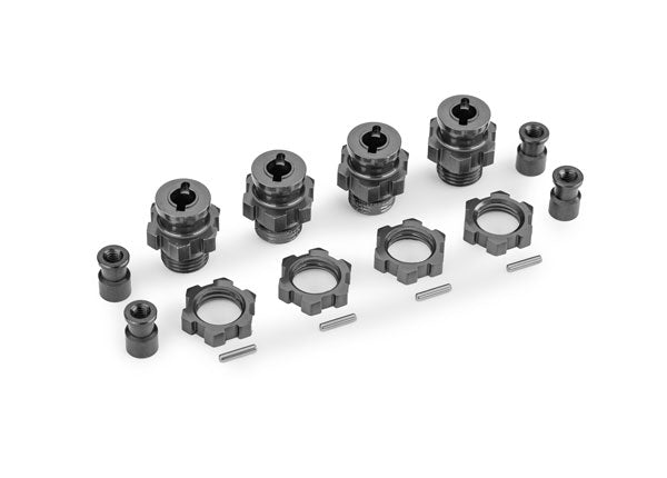 Traxxas 9086-GRAY Gray Aluminum 17mm Short Splined Wheel Hubs for use with 9080 Upgrade Kit (Set of 4)