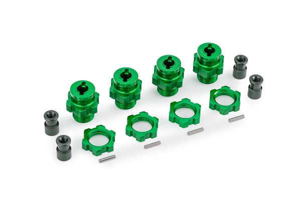 Traxxas 9086-GRN Green Aluminum 17mm Short Splined Wheel Hubs for use with 9080 Upgrade Kit (Set of 4)