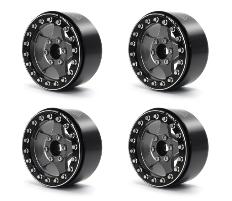 Treal Hobby (X002VQXA31) 1.9" Black and Grey Beadlock Wheels Type E 5 Spoke Set of 4