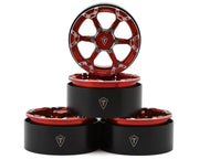 Treal Hobby (X00379WTSX) 1.9" Red Beadlock 6-Spoke Wheels Type4P Set of 4