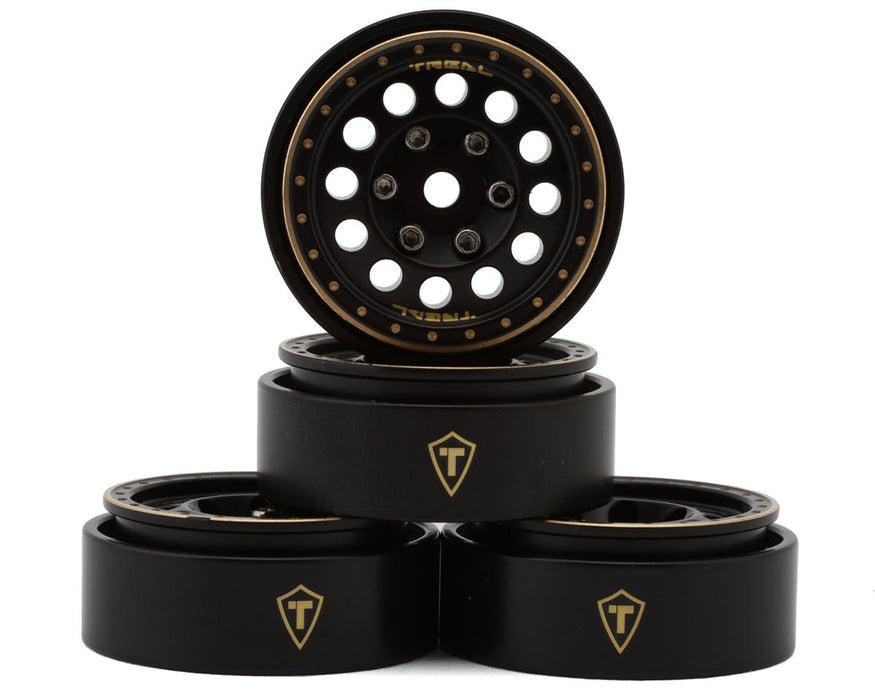 Treal Hobby (X0039345J3) Type A 1.0" Black 40g 12-Hole Brass Beadlock Wheels 4 Pack
