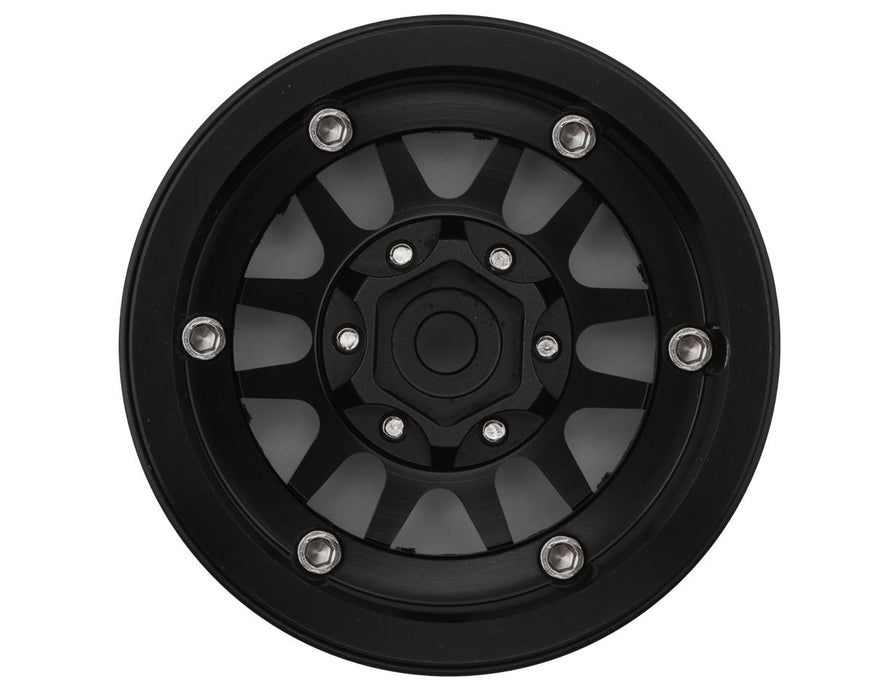 Treal Hobby (X003JC1RMR) 1.9" Black/Silver V-Spoke Beadlock Wheels Type L  Set of 4