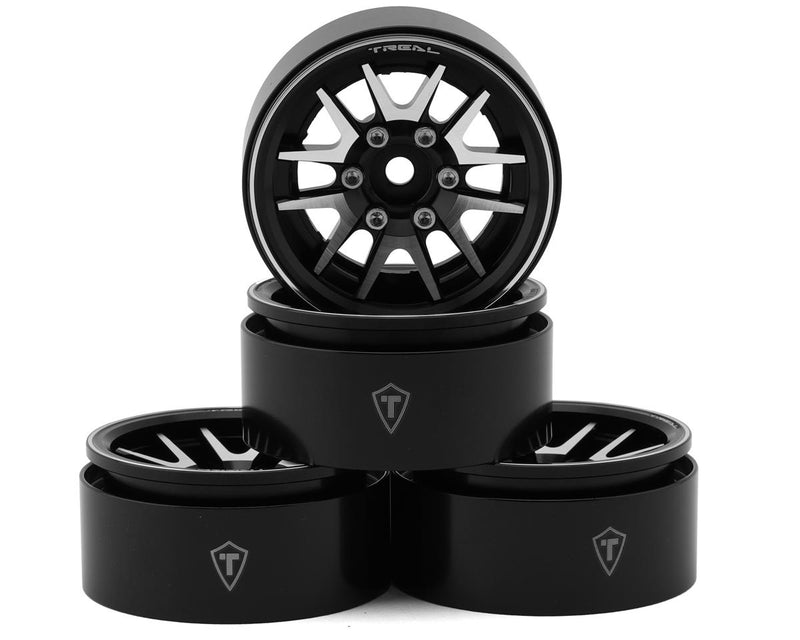 Treal Hobby (X003JC1RMR) 1.9" Black/Silver V-Spoke Beadlock Wheels Type L  Set of 4