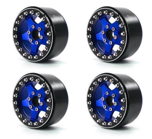 Treal Hobby (X003KV5HYB) 1.9" Black and Blue Beadlock Wheels Type E 5 Spoke Set of 4