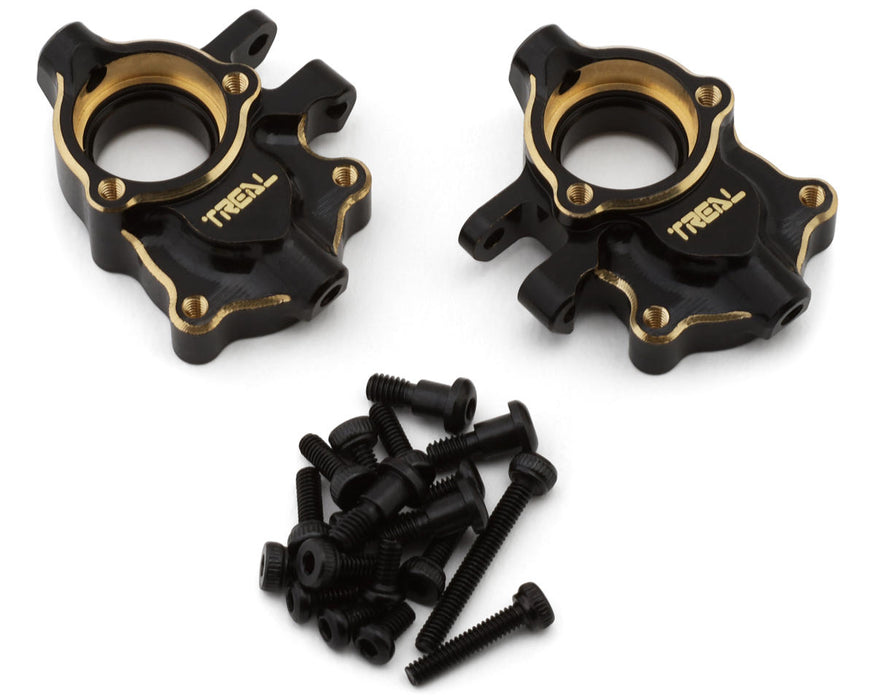 Treal Hobby (X0048D6END) Black 22.7g Brass Front Steering Knuckles/Inner Portal Covers for Ascent-18